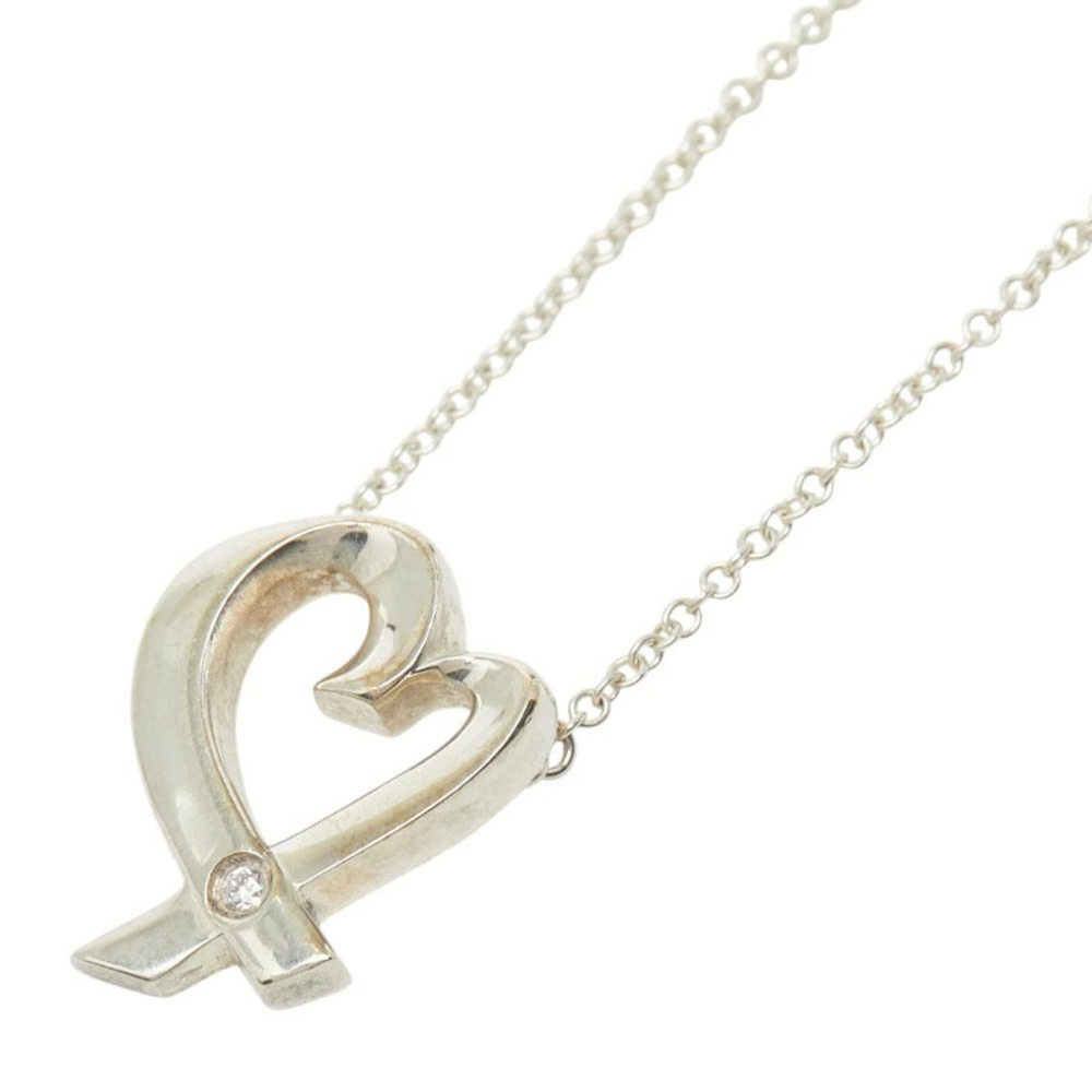 Tiffany Co Loving Heart Diamond Necklace Silver TIFFANYCo